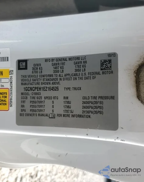 2014 Chevrolet Silverado C1500 из США, поврежденный, VIN 1GCNCPEH1EZ164526